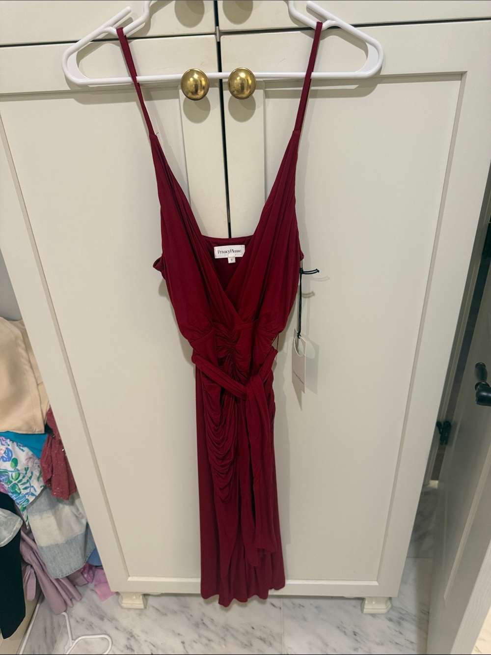 Privacy please  Deep Burgundy Wrap Midi Dress